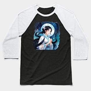 Anime Girl Watercolor Drawing Baseball T-Shirt